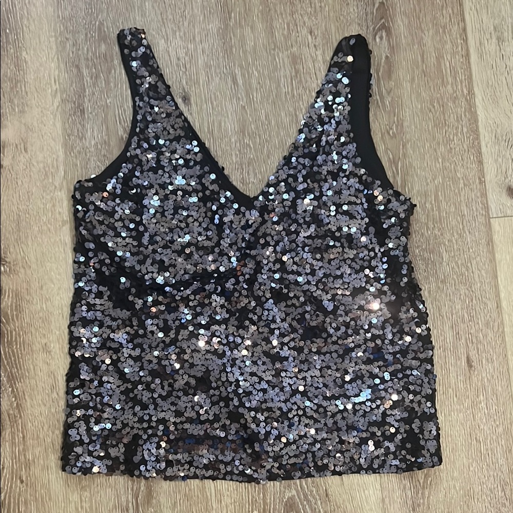 NWT - Sequin Black Sleeveless Top